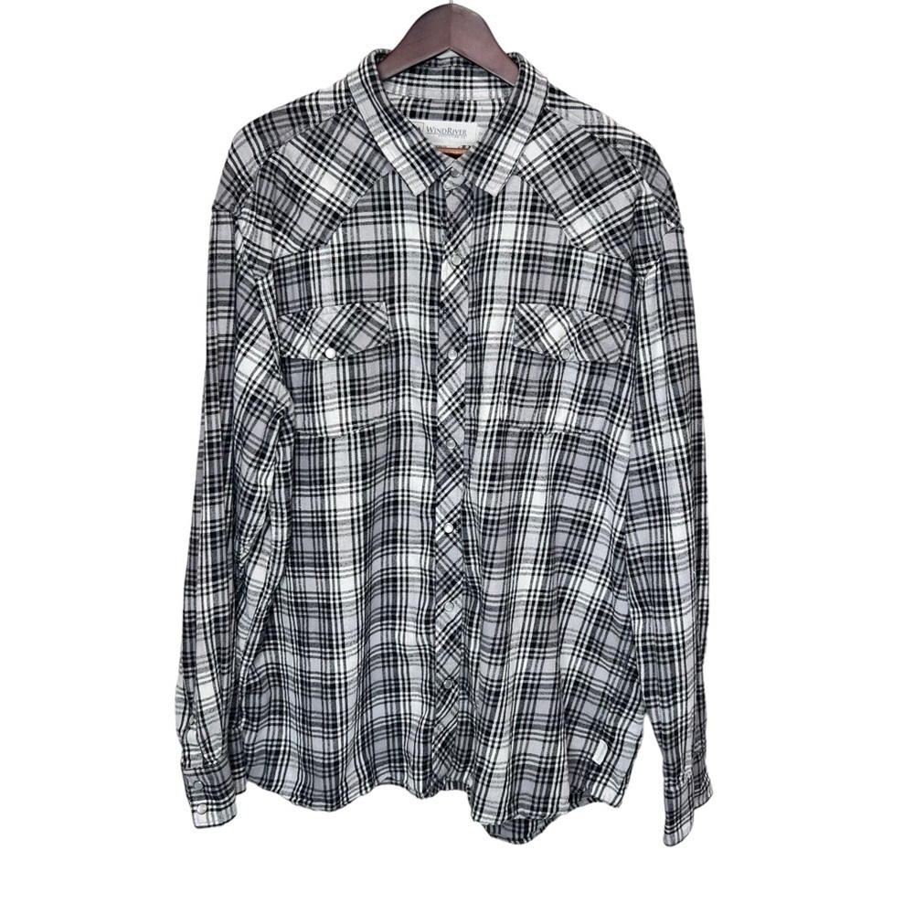 WindRiver Black & Grey Plaid Button Down Shirt Size 2X